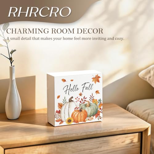 Farmhouse Fall Pumpkin Decor Wooden Box Sign - color: Fall-14