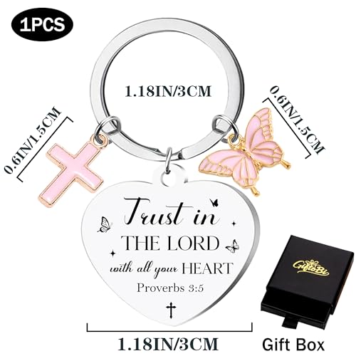 Christian Keychain Gifts for Women - Bible Verse Cross Keychain with Butterfly Charm, Religious Birthday Gift