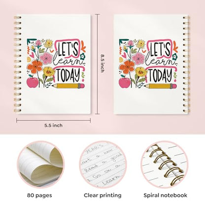 VONTP Teacher Floral Gifts Spiral Notebook Journal, 5.5x8.3 Inch - color: 003-teacher