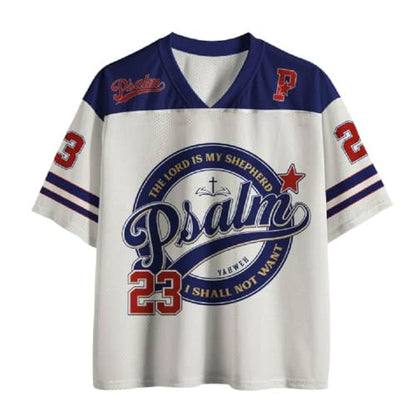 Psalm 23 Christian Jersey Shirts for Women Men Oversized Breathable Mesh Graphic Tees Faith Bible Verse Jesus Summer Top - size: Small