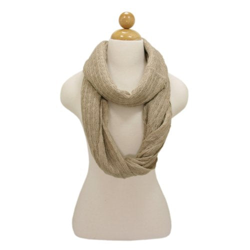 TrendsBlue Premium Solid Color Knit Infinity Circle Scarf - color: Beige