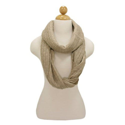 TrendsBlue Premium Solid Color Knit Infinity Circle Scarf - color: Beige