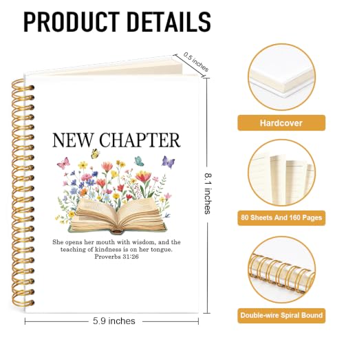 New Chapter Lined Spiral Notebook, Christian Journal for Women - color: White1