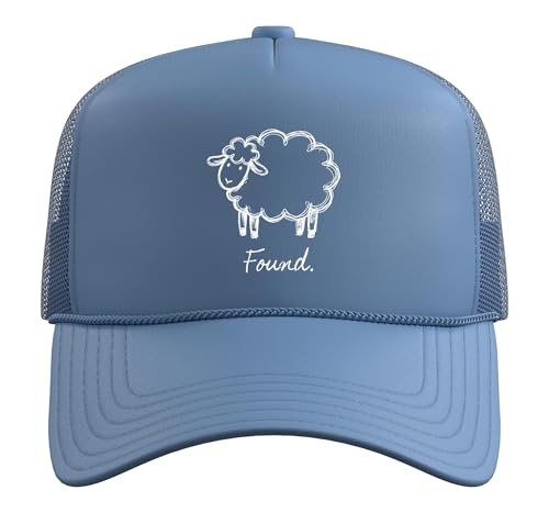 Found Minimalist Sheep Christian Psalm 23 Lamb Christian Trucker Hat with Adjustable Mesh Back - color: Light Blue