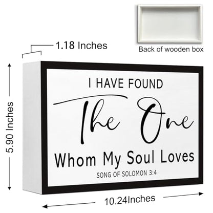 Song of Solomon 3:4 Christian Wood Box Sign Desk Deocr,My Soul Loves Bible Verse Wooden Block Sign for Home Farmhouse Bedroom Wall Shelf Tabletop Decor - style: My Soul Loves