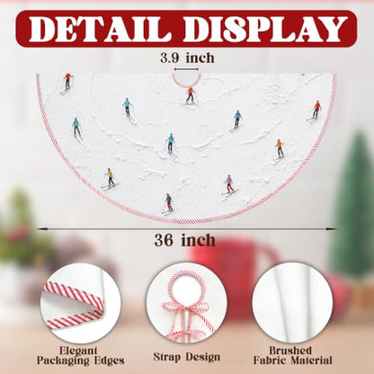 Winter Skiing Christmas Tree Skirt, Ski Gifts Xmas Tree Skirt 527XW-TS - color: Skiing-3