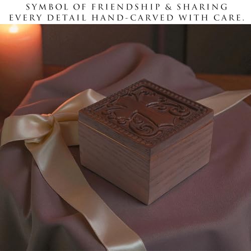 Hand-Carved Wooden Cross Keepsake Box, Christian Prayer Box, Rosary Holder - color: KAT_ KL Cross Keepsake Box