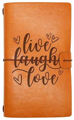 ZVMIS Best Friends Memory Journal-Live Laugh Love-Travel and Camping Lover Keepsake-Birthday Christmas Graduation Retirement Gift for Traveler-Refillable Adventure Photo Diary Record Notebook,Brown - style: Style49-live laugh love