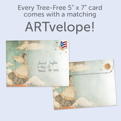 Tree-Free Greetings - Support & Encouragement Card - Artful Designs - 1 Greeting Card + Matching Envelope - Made in USA - 100% Recycled Paper - 5" x 7" - Angels and Blessings (GO69871) - color: Angels and Blessings