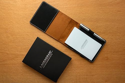 LaserGram Mini Padfolio with Notepad and Pen, Christian Cross, Personalized Engraving Included (Black with Silver) - color: Black With Silver