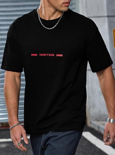 Herberton Men's Graphic T-Shirt Loose Fit Cotton Fashion Casual Streetwear Crewneck Short Sleeve Tee (S-XXL) - color: Black, size: Small