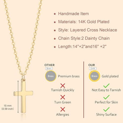 Zalcon Layered Cross Necklaces Jewelry Stack for Women Non Tarnish - style: Gold