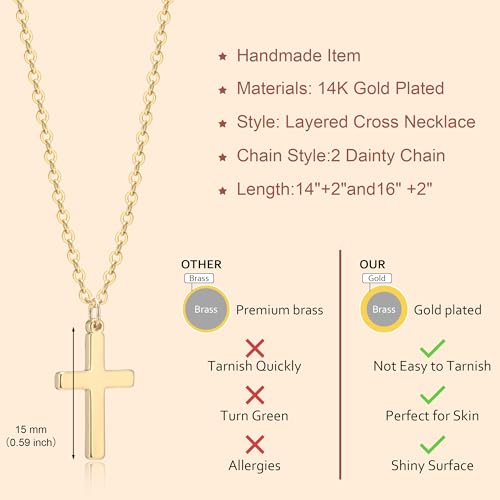 Zalcon Layered Cross Necklaces Jewelry Stack for Women Non Tarnish - style: Gold