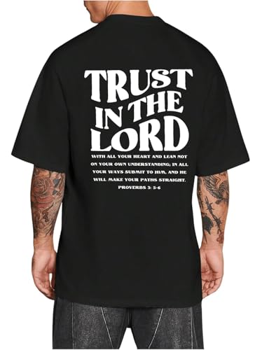 Christian Faith Over Fear Shirt for Men Jesus Religious Shirts Oversized T-Shirt - color: Trust Black, size: 3X-Large