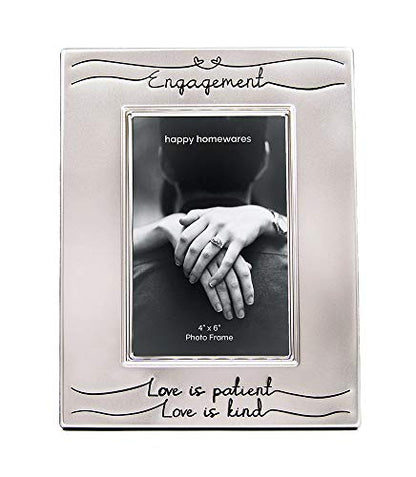Haysom Interiors Beautiful Two Tone Silver Plated Engagement 4" x 6" Picture Frame with Black Velvet | Unique and Thoughtful Gift Idea by Happy Homewares - size: Engagement