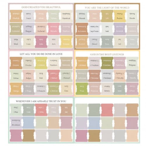 90 Bible Book Tabs with Cross Bookmark, Boho Laminated Index Tabs for Study