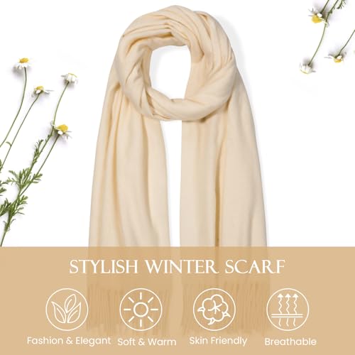 Clothirily Womens Winter Scarf, Oversized Long Blanket Plaid Shawl Wrap - color: Beige