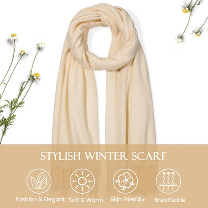 Clothirily Womens Winter Scarf, Oversized Long Blanket Plaid Shawl Wrap - color: Beige