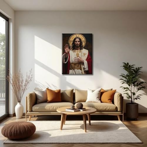 Jesus Blessing Canvas Wall Art, Gallery Wrapped Christian Print, 12x16 - color: Majestic Jesus, size: 16"L x 12"W