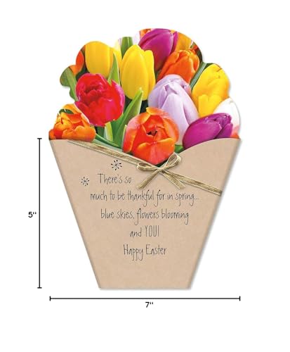 Current Die Cut Easter Bouquet Value Greeting Card Set - Value Pack of 8 Cards for Kids & Adults With White Envelopes, 4 Design Prints, Large 5" x 7" Greetings - color: Bouquet
