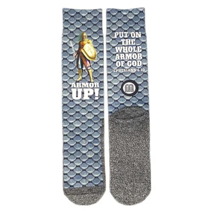 Bible Verse Socks for Men, Christian Scripture Crew Socks, Faith Gift - color: Armor of God