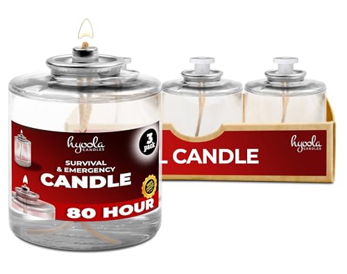 Hyoola Long Burning Liquid Candles - 80 Hour Burn Time, 3 Pack - Survival & Emergency Use - size: 3 Pack