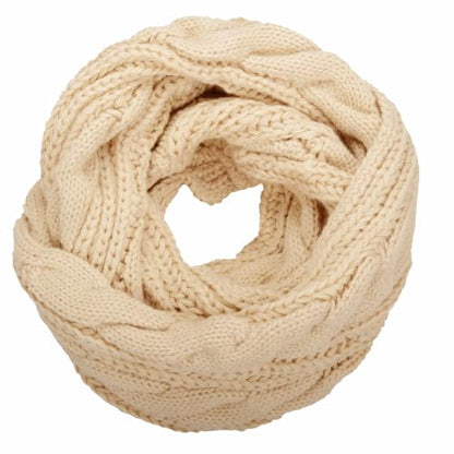 NEOSAN Womens Thick Ribbed Knit Winter Infinity Circle Loop Scarf - color: Twist Beige