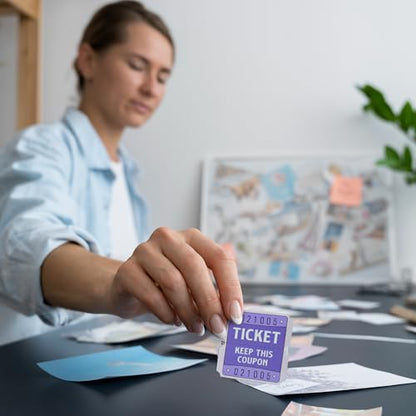 DGBDPACK 500 Pcs 50/50 Double Raffle Tickets, Purple - color: Purple