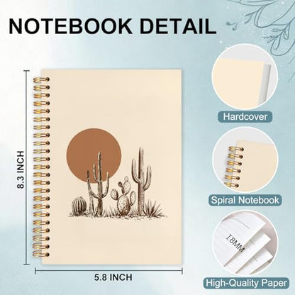 Boho Western Cactus Spiral Notebook 5.5x8.3 - color: White Boho Western Cactus