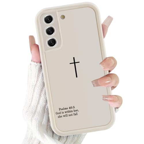 for Samsung Galaxy S21 FE Case Jesus, Aesthetic Christian Bible Verse Cross Pattern, Trendy Design for Women Girls Men, Shockproof Soft Silicone Phone Cover for Samsung S21 FE（5G） 6.4", White - color: White, size: Samsung Galaxy S21 FE（5G）