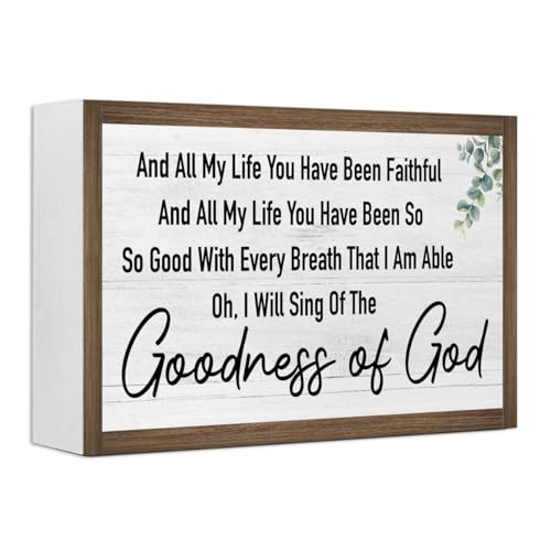 Ruvoty Goodness of God Bible Verse Wooden Box Sign Desk Wall Decor,Rustic Scripture Wood Block Plaque Sign for Christian Farmhouse Home Office Shelf Tabletop Wall Decor