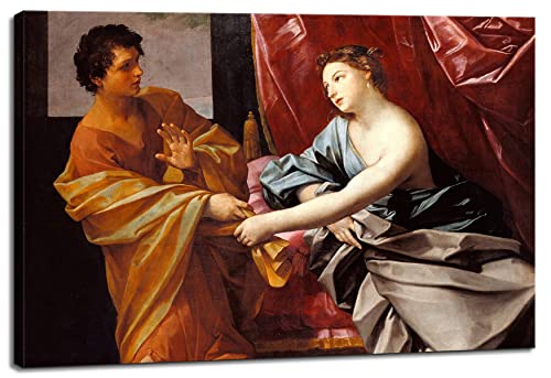 Canvas Print Wall Art - Joseph and Potiphar's Wife, Circa 1630 by Guido Reni - 18x12 inches - color: Joseph and Potiphar's Wife, size: 18"L x 12"W