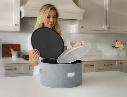 Stack Store Plus More 5PC China Storage Cases for Dinnerware - 13"-12"-10"-8.5" and 7" wide - 60 Plate Separators Included - style: 5 Plate Cases