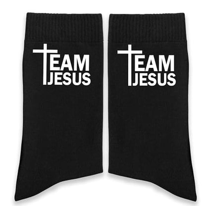 Christian Bible Verse Black Crew Socks, Religious Quote Socks, Faith Inspirational Christian Gift for Men Women。 - color: Black Religious 9