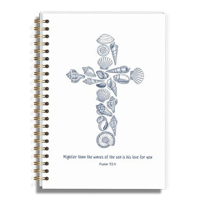 Christian Notebook for Women Men, Psalm 93:4 Bible Verse Journal for Gifts, Seashell Spiral Notebook for Church Notes Journaling Bibles - 5.5×8.3 - A10 - style: Christian Seashell
