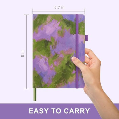 &And Per Se Dotted Journal Notebook, A5 Hardcover Aesthetic Dotted Notebook – 160 Pages 100gsm Thick Dot Grid Paper, 3 Sticker Sheets – Gift-Ready Journaling Kit for Women (Lavender Grove) - color: i.Lavender Grove, style: Dotted with Pattern