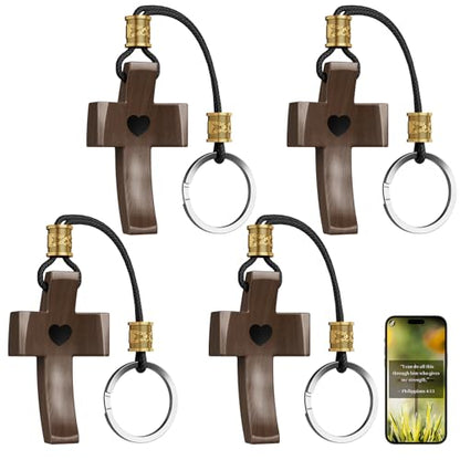 Wooden Cross Keychain, Cross My Heart, Cross Fidget Wood