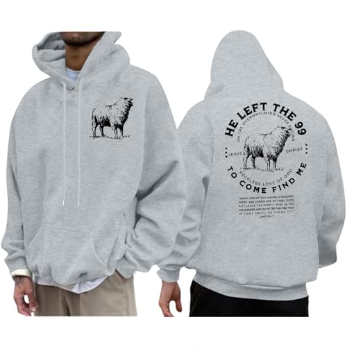 Christian Hoodies for Men Bible Religious Sweatshirts Jesus Hoodie - color: Grey04, size: Large