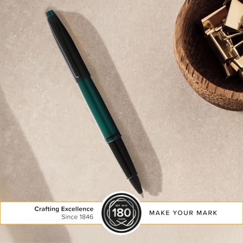 Cross Calais Rollerball Pen, Matte Green & Black, Medium Point, Black Ink - color: Matte Green & Black