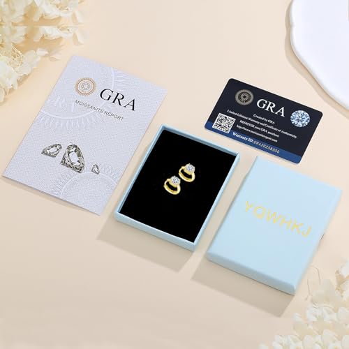 925 Sterling Silver Moissanite Hoop Earrings for Women, 1-2CT D Color VVS1 Moissanite Hoop Earrings, Perfect Jewelry Gifts - style: Style A Yellow Gold 1CT