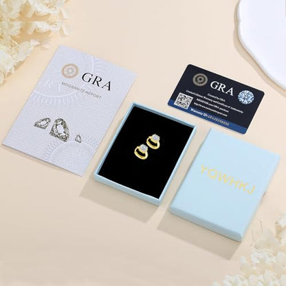925 Sterling Silver Moissanite Hoop Earrings for Women, 1-2CT D Color VVS1 Moissanite Hoop Earrings, Perfect Jewelry Gifts - style: Style A Yellow Gold 1CT