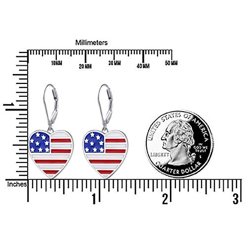 S925 Sterling Silver Heart Dangle Drop Earrings for Women Jewelry Gift - style: Flag