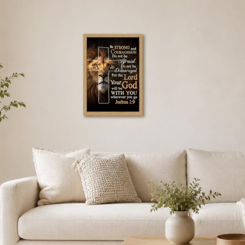 Framed Religious Lion Cross Canvas Wall Mural 16x24 Inches For Living Room - color: Religion - 4, size: 16x24in