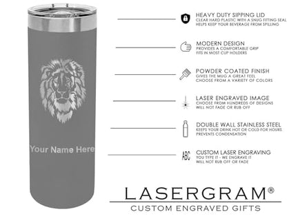 LaserGram Personalized 22oz Skinny Tumbler, Christian Cross (Gray) - color: Gray