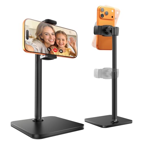 tounee Phone Stand for Desk, 8-11" Height Adjustable Cell Phone Holder for Live Streaming, Video Recording, TikTok – Compatible with iPhone 17/16/15, Samsung, All 4-7" Smartphones -Black - color: Black