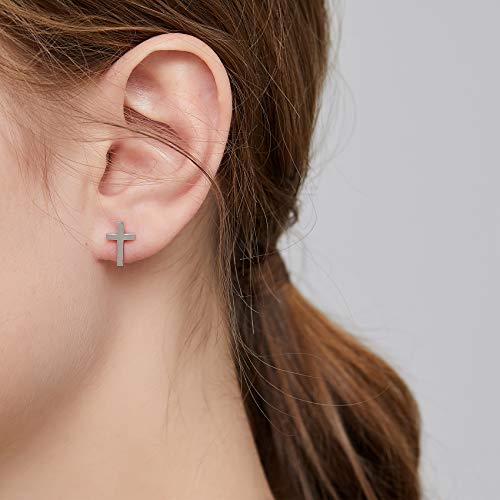 Han han 925 Sterling Silver Cross Earrings for Women and Men - style: C-Cross stud earrings