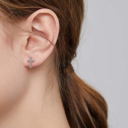Han han 925 Sterling Silver Cross Earrings for Women and Men - style: C-Cross stud earrings