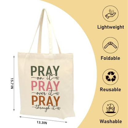 Faith Canvas Tote Bag, Christian Gifts for Women Girls Mom Sister Inspirational Bible Verse Birthday Christmas - color: Colorful Christian 820