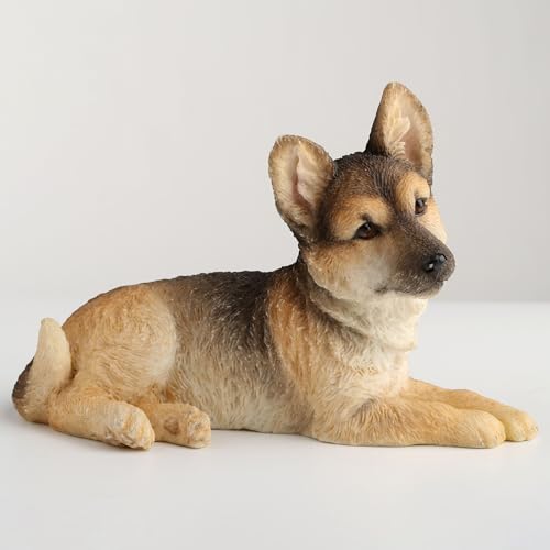 Veronese Design 4 1/2 Inch German Shepherd Puppy Sitting Tilted Head Resin Animal Sculpture