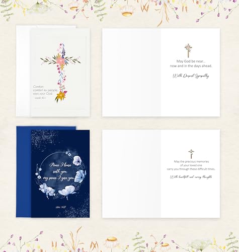Nihuecne 24 Pack Floral Religious Sympathy Cards with Envelopes, 24 Designs